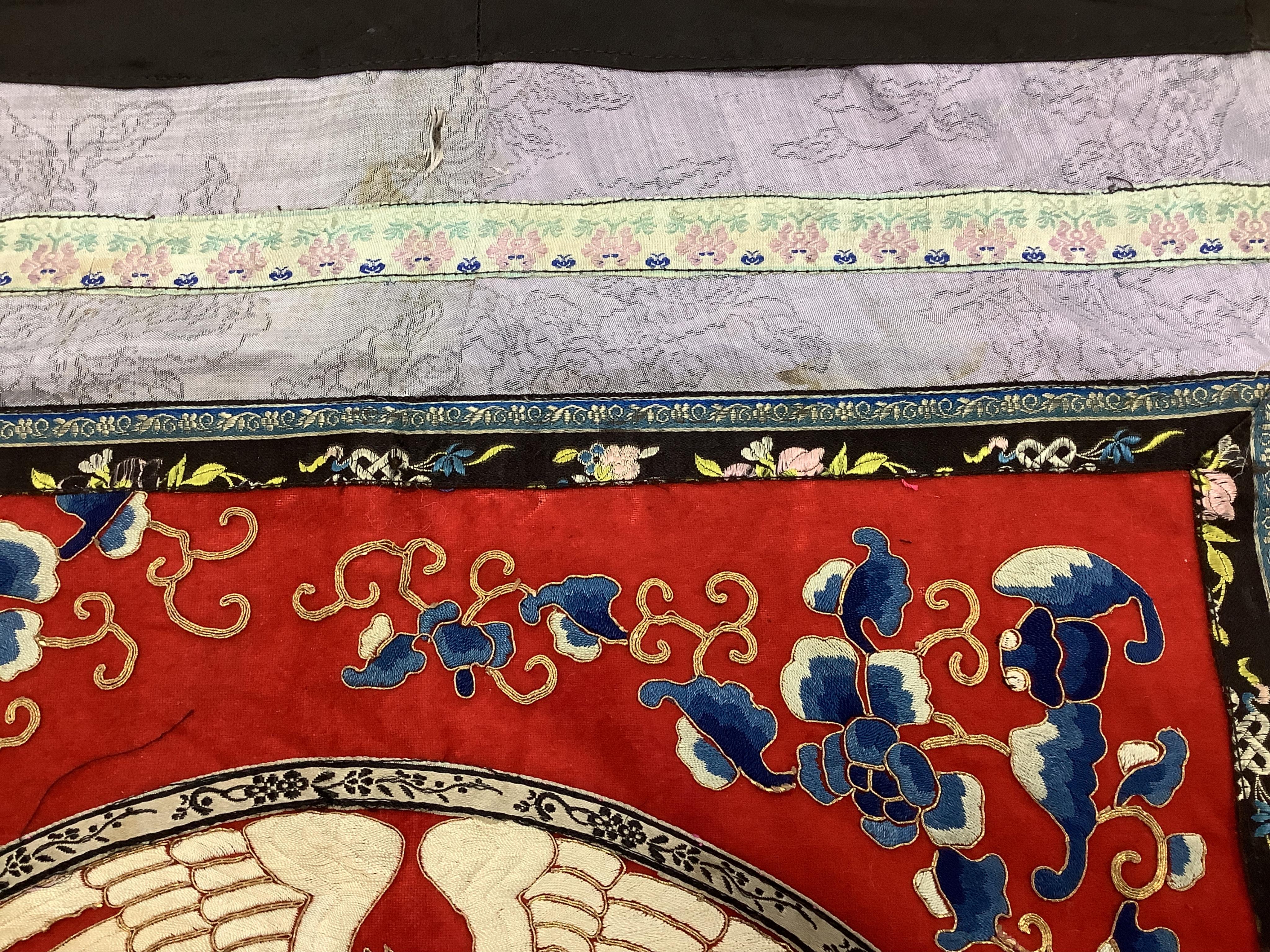 A Chinese embroidered silk ‘crane’ panel, early 20th century